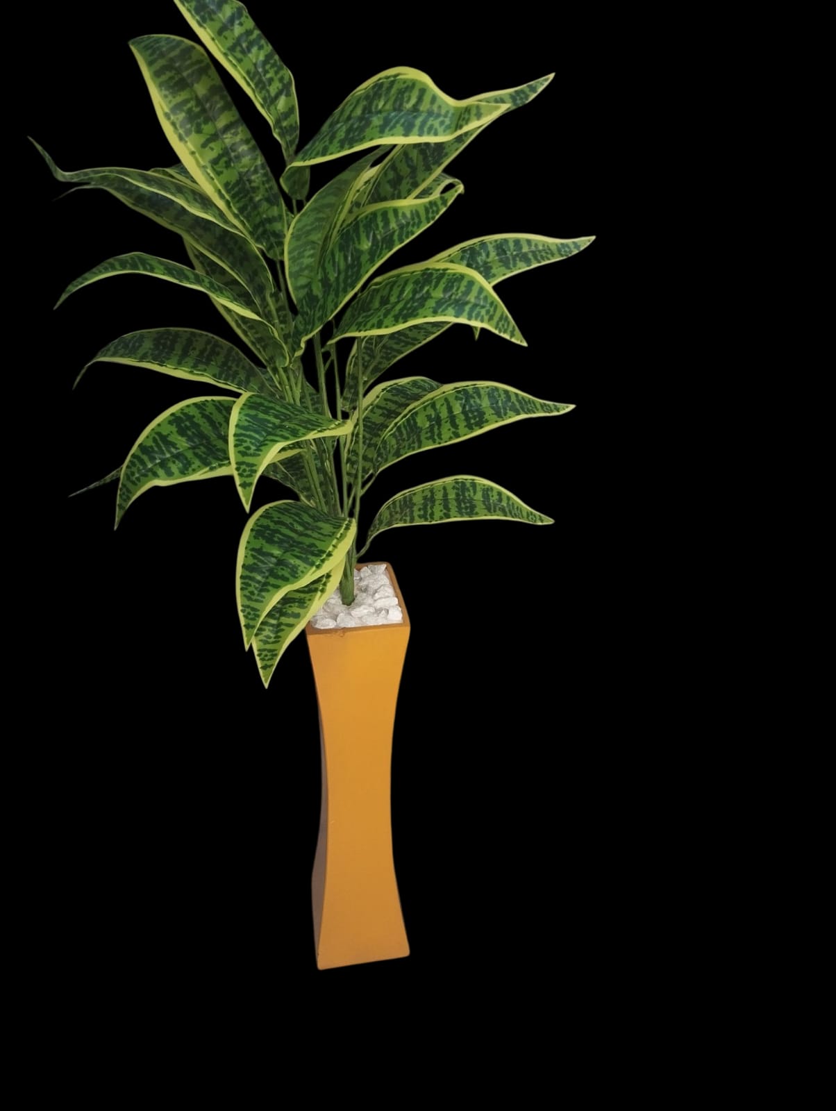 Handmade Wooden Vase / Planter with  Artificial Green Plant For Home Decor (COMES ASSEMBLED AS SHOWN ON THE PICTURE)