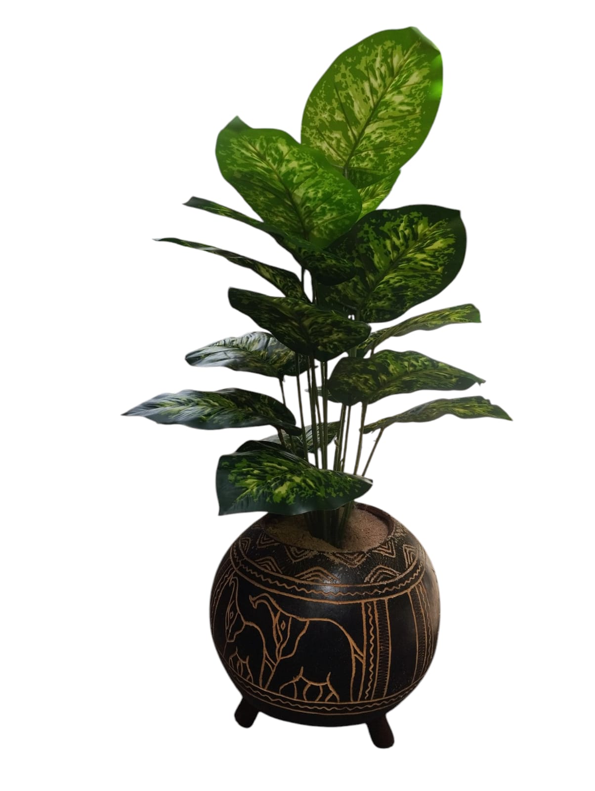 Green Plant Ravenala Plastic Artificial Plant Tree for Home Decoration  comes assembled (vase+ sawdust+pebbles +plant)