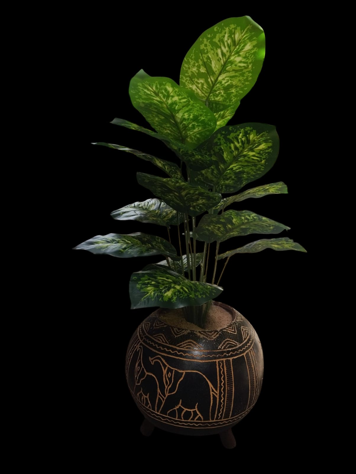 Green Plant Ravenala Plastic Artificial Plant Tree for Home Decoration  comes assembled (vase+ sawdust+pebbles +plant)