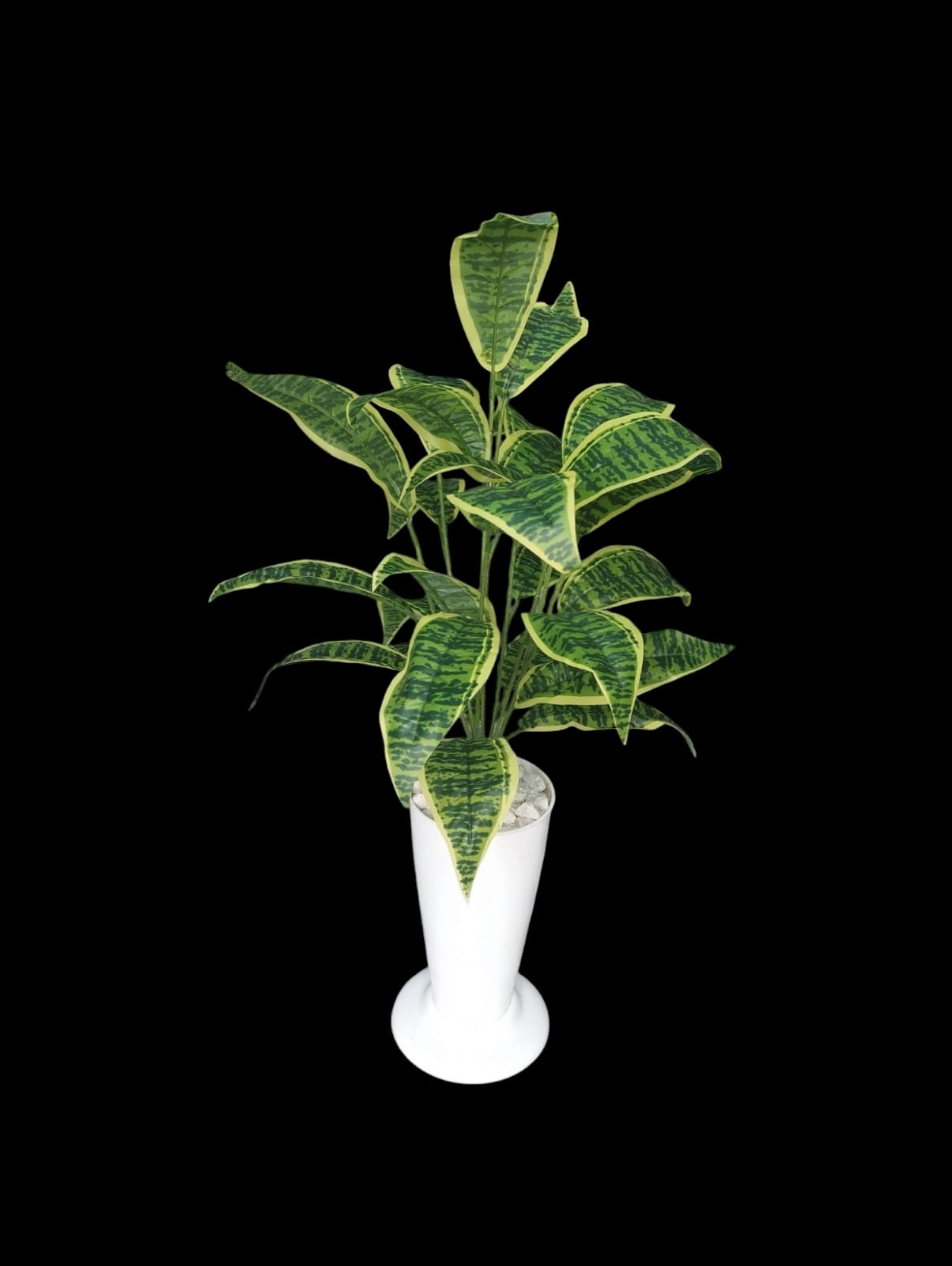 Artificial Green Plant in a White  Plastic Vase/ Planter For Home Decor (COMES ASSEMBLED AS SHOWN ON THE PICTURE)