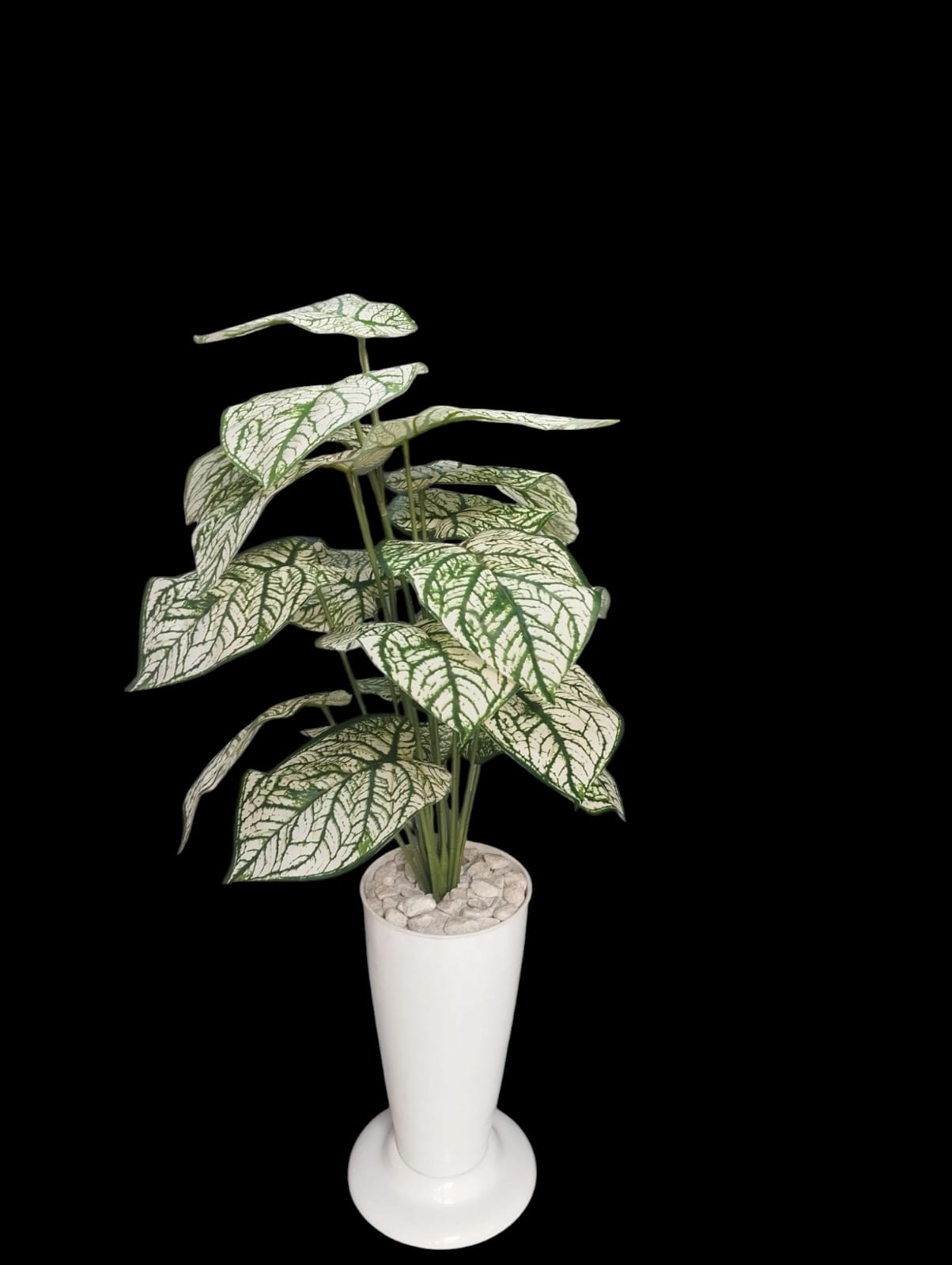 Artificial Green Plant in a White  Plastic Vase/ Planter For Home Decor (COMES ASSEMBLED AS SHOWN ON THE PICTURE)