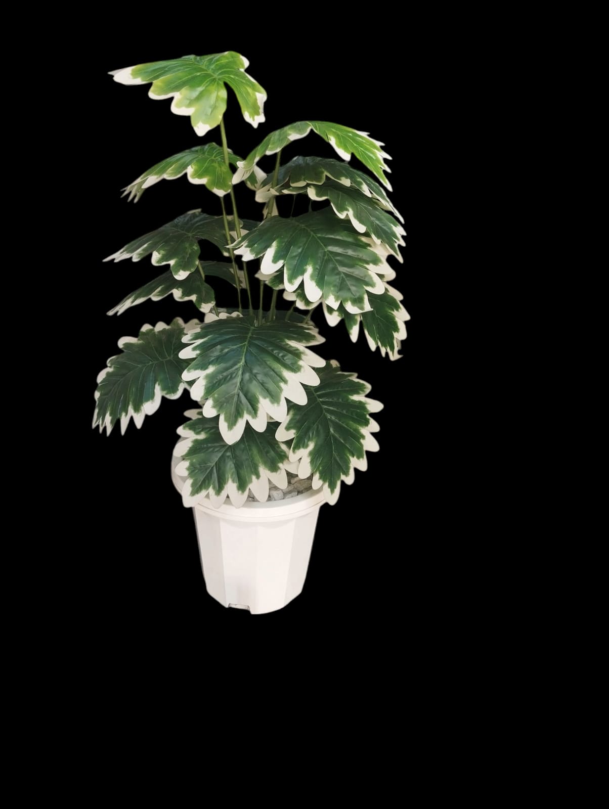Artificial Green Plant in a White Plastic Vase/ Planter For Home Decor (COMES ASSEMBLED AS SHOWN ON THE PICTURE)
