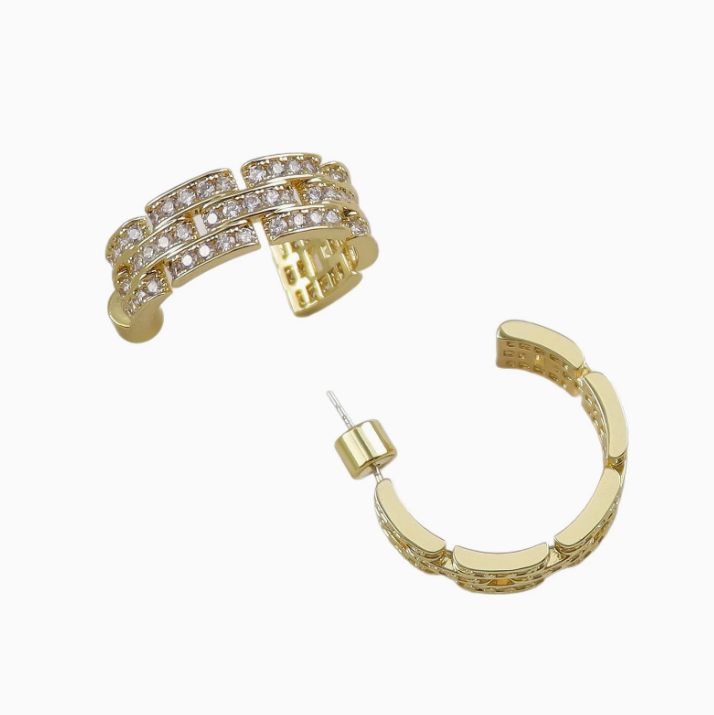 C-Hoop Micro-Pavé Earrings • 5A Cubic Zirconia • Nickel-Free 925 Silver Posts • 18K Gold Plated • Luxury African-Ready Jewelry