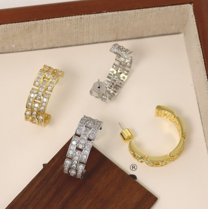 C-Hoop Micro-Pavé Earrings • 5A Cubic Zirconia • Nickel-Free 925 Silver Posts • 18K Gold Plated • Luxury African-Ready Jewelry