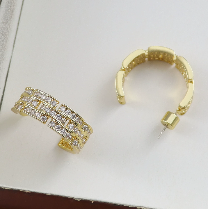 C-Hoop Micro-Pavé Earrings • 5A Cubic Zirconia • Nickel-Free 925 Silver Posts • 18K Gold Plated • Luxury African-Ready Jewelry