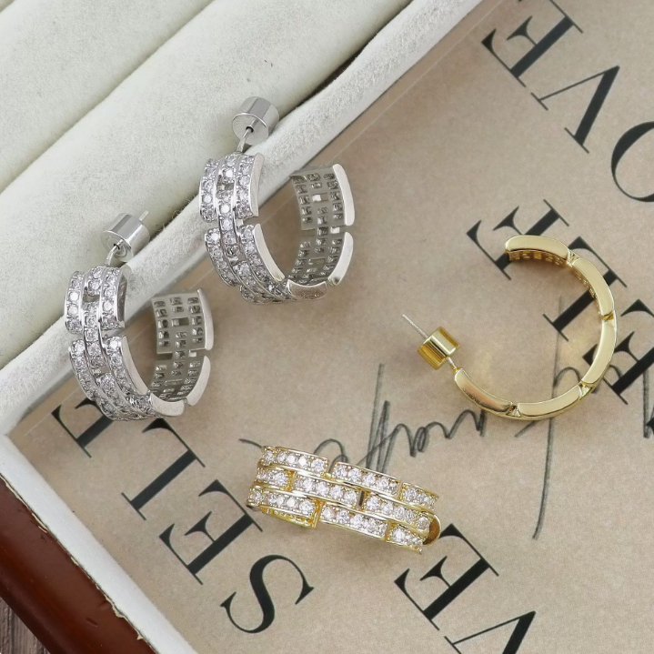 C-Hoop Micro-Pavé Earrings • 5A Cubic Zirconia • Nickel-Free 925 Silver Posts • 18K Gold Plated • Luxury African-Ready Jewelry