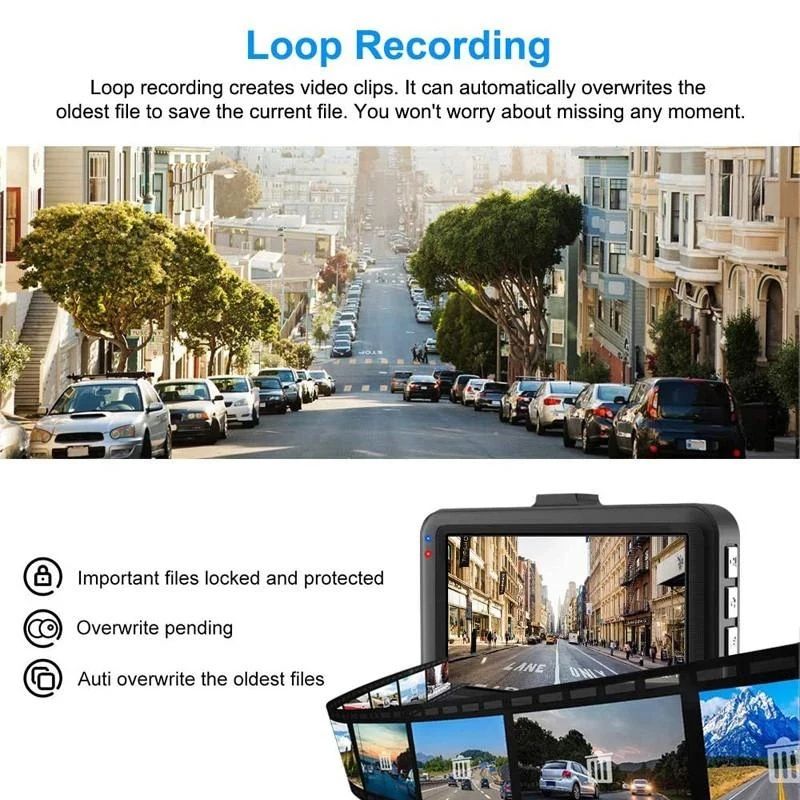 3 Inch Ful HD 1080P Driving Recorder Car DVR Night Camera Loop Recording Parking Monitoring Dashcam Video Registrar