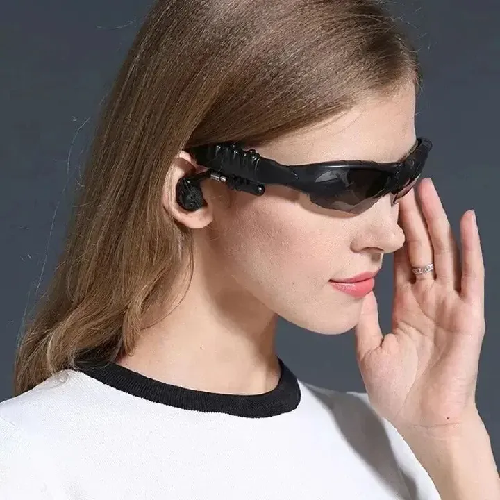 New Stereo Earphones Wireless Headset with Mic Glasses Sunglasses for Driving Cycling Sports Noise Reduction Headphones