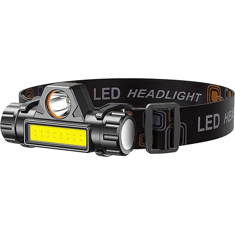 Rechargeable head light. USB, waterproof LED. Rotation adjustable. For camping, fishing, garage work. Headlight & flashlight
