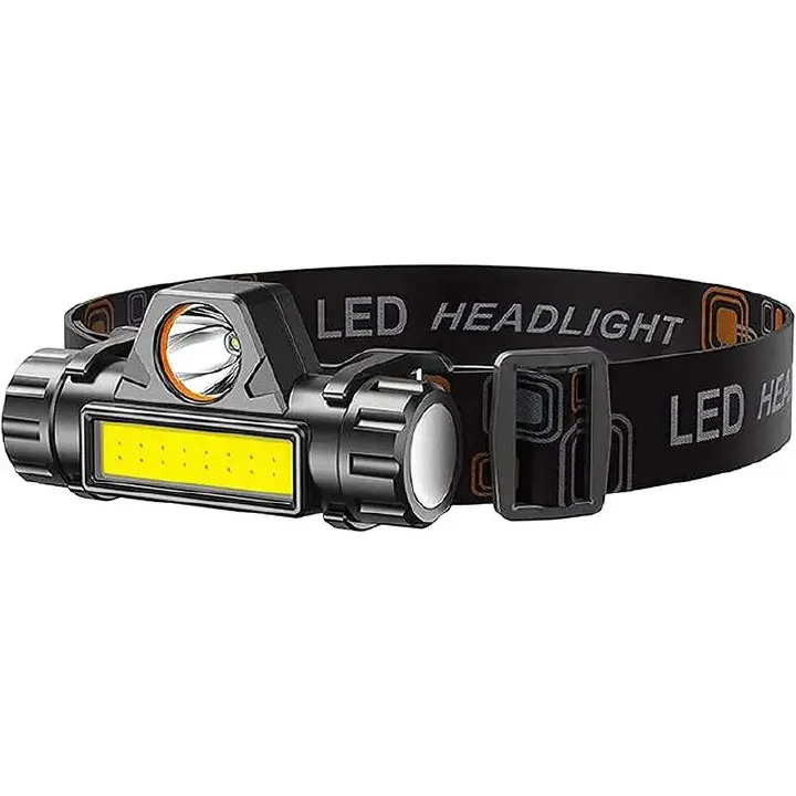 Rechargeable head light. USB, waterproof LED. Rotation adjustable. For camping, fishing, garage work. Headlight & flashlight