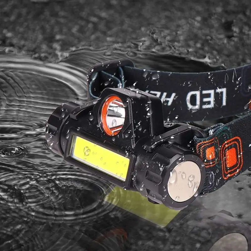 Rechargeable head light. USB, waterproof LED. Rotation adjustable. For camping, fishing, garage work. Headlight & flashlight