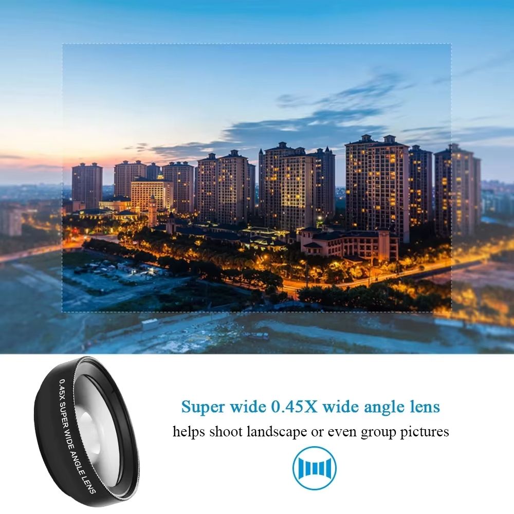 2 IN 1 Lens Universal Clip 37mm Mobile Phone Lens Professional 0.45x 49uv Super Wide-Angle + Macro HD Lens For iPhone 13