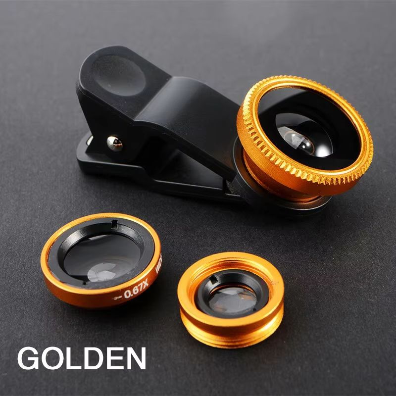 3 in 1 Fisheye Lens 0.67X Wide Angle Micro Camera Lens for iPhone Angle Zoom Fish Eye Len on Smartphone Lenses with Phone Clip