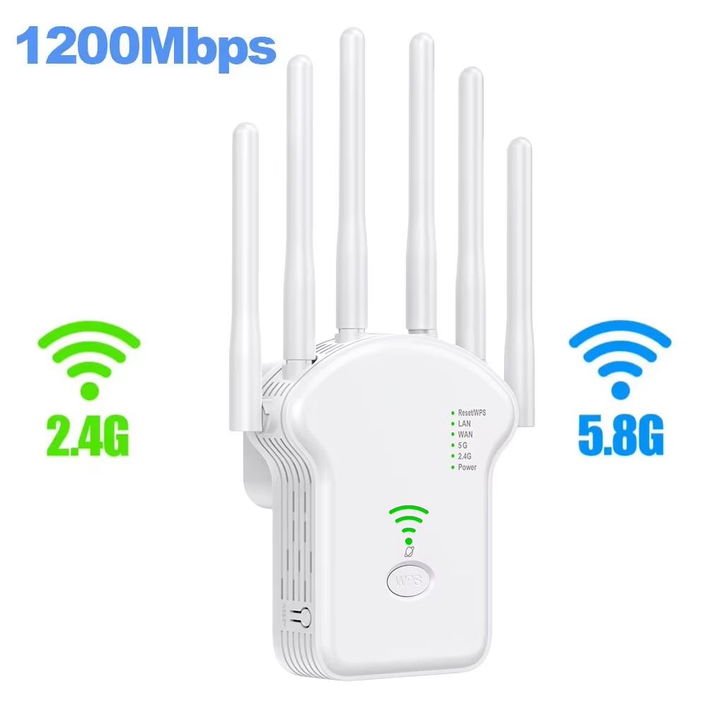 1200Mbps Wireless WiFi Repeater Wifi Signal Booster Dual-Band 2.4G 5G WiFi Extender 802.11ac Gigabit WiFi Amplifier WPS Router