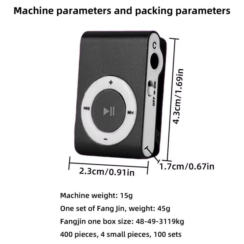 1Pcs Mini MP3 Player Music Media Mini Clip Support TF Card Stylish Design Fashionable Portable Mini USB MP3 Player Walkman