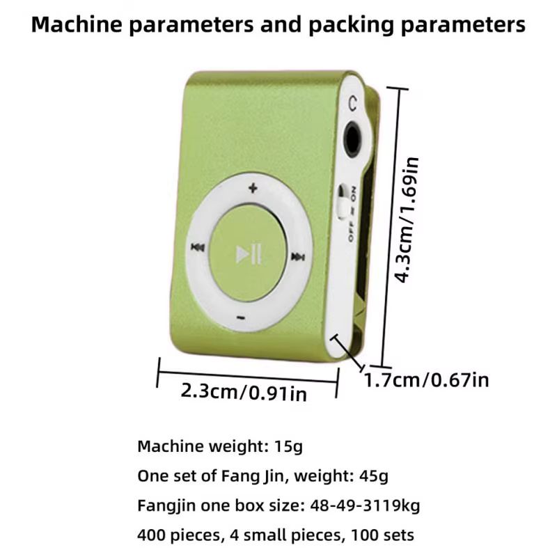 1Pcs Mini MP3 Player Music Media Mini Clip Support TF Card Stylish Design Fashionable Portable Mini USB MP3 Player Walkman