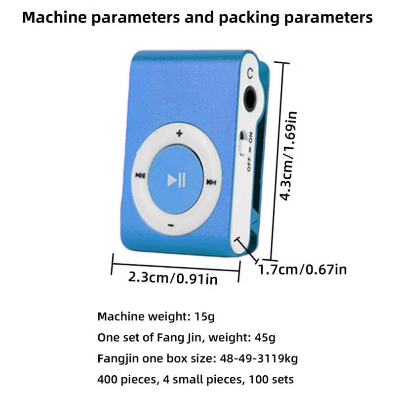 1Pcs Mini MP3 Player Music Media Mini Clip Support TF Card Stylish Design Fashionable Portable Mini USB MP3 Player Walkman