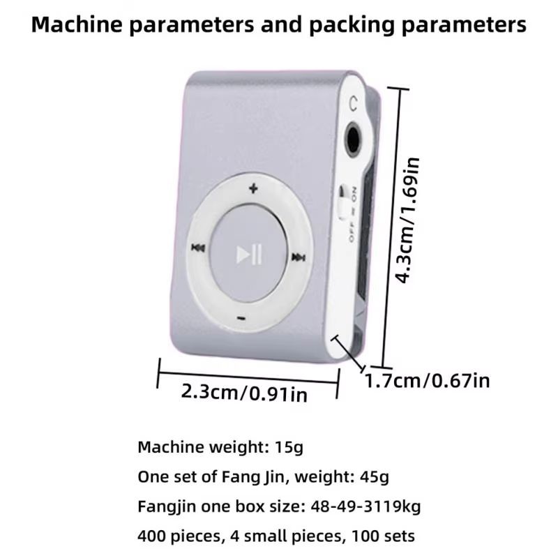 1Pcs Mini MP3 Player Music Media Mini Clip Support TF Card Stylish Design Fashionable Portable Mini USB MP3 Player Walkman