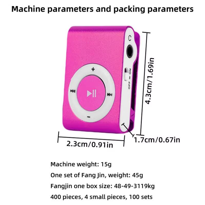 1Pcs Mini MP3 Player Music Media Mini Clip Support TF Card Stylish Design Fashionable Portable Mini USB MP3 Player Walkman