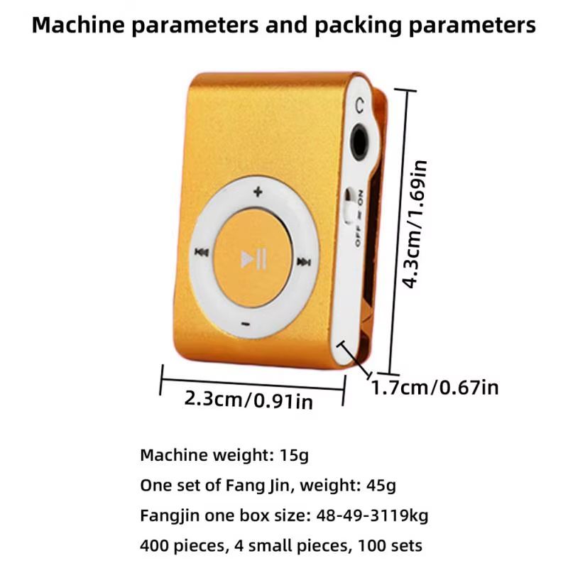 1Pcs Mini MP3 Player Music Media Mini Clip Support TF Card Stylish Design Fashionable Portable Mini USB MP3 Player Walkman
