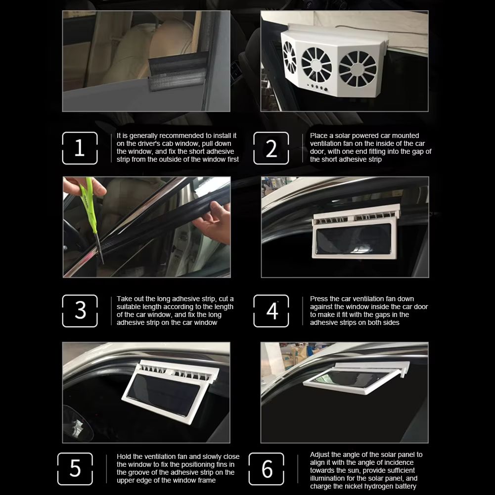 Car Cooling Fan 3 Heads 2 Speeds Suction Interior Cooler Air Circulation Portable Deodorization Ventilator Solar Interior Cooler