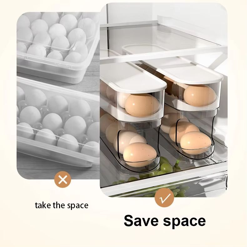 Double Layer Rolling Egg Dispenser Refrigerator Egg Storage Box Automatic Scrolling Egg Holder Household Large Capacity Kitchen