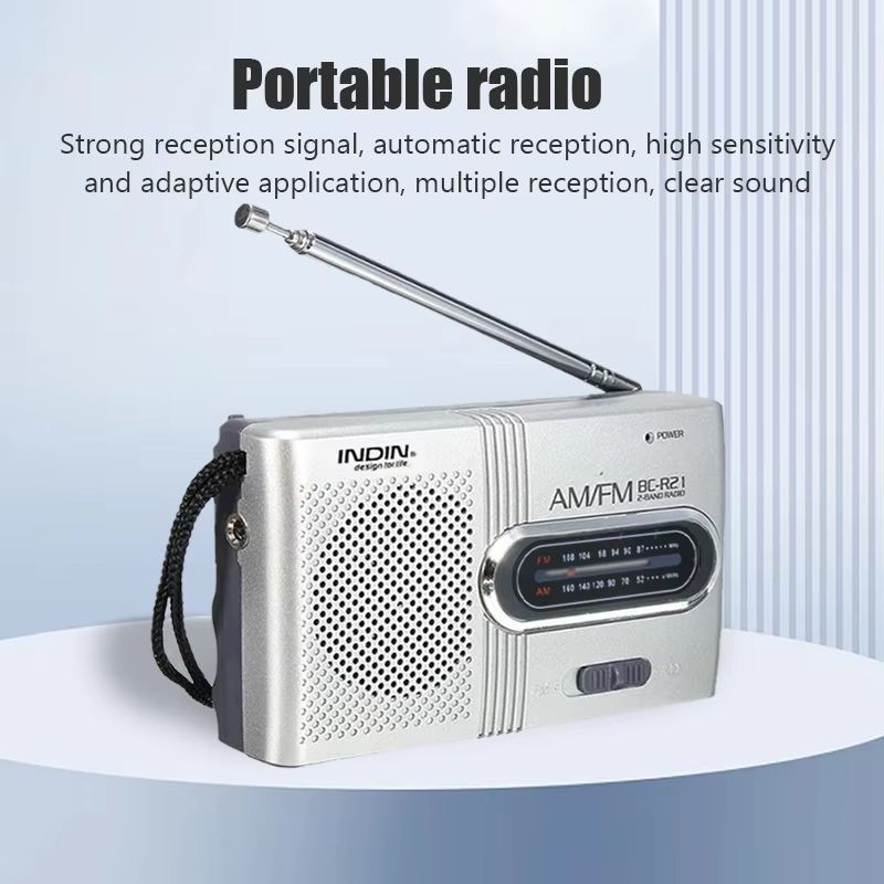 Portable AM FM Radio Receiver Player Built-in Speaker with a Standard 3.5MM Headphones Handheld Lightweight Ultra Thin