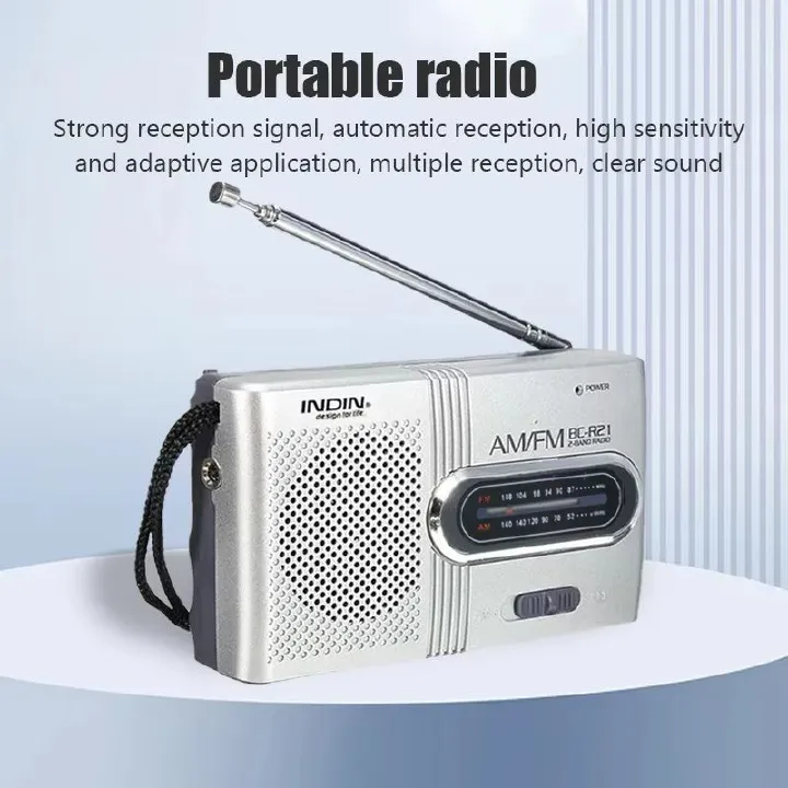 Portable AM FM Radio Receiver Player Built-in Speaker with a Standard 3.5MM Headphones Handheld Lightweight Ultra Thin