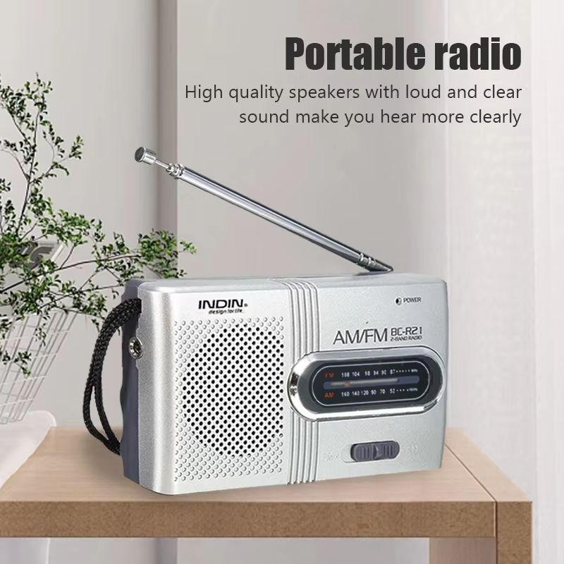 Portable AM FM Radio Receiver Player Built-in Speaker with a Standard 3.5MM Headphones Handheld Lightweight Ultra Thin