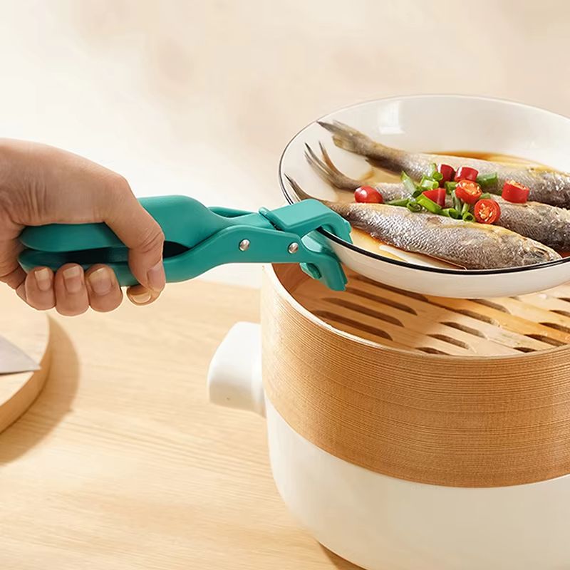 Anti-scald Gripper Clip Hot Dish Non-slip Gripper Plate Bowl Clip Holder Retriever Tongs Silicone Handle Kitchen Tool