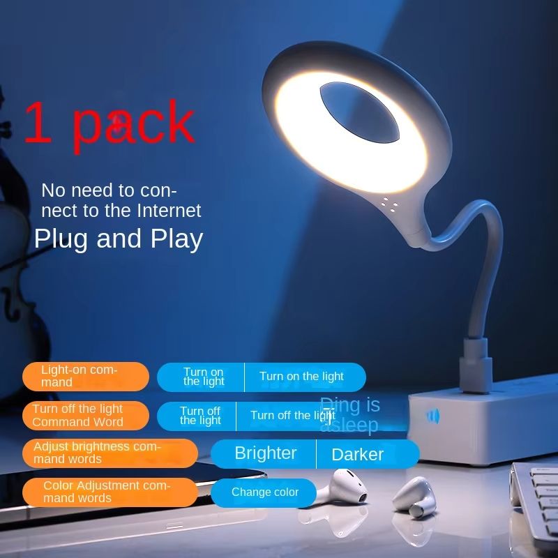 Portable LED desk lamp USB soft desk lamp intelligent voice reading lamp computer laptop eye protection lighting tri color dimming