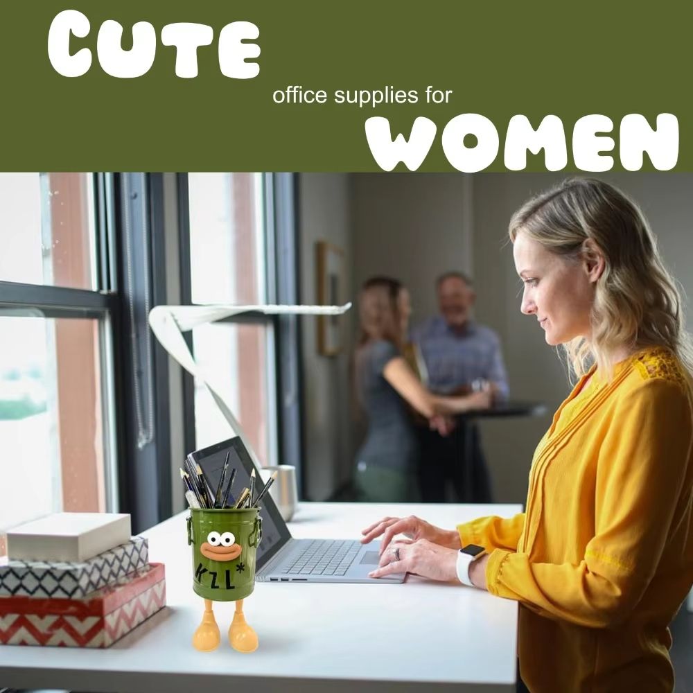 Simple Desktop Pen Holder Cartoon Personality Moistureproof Pens Container Student Desktop Highcapacity Practical Storage Bucket