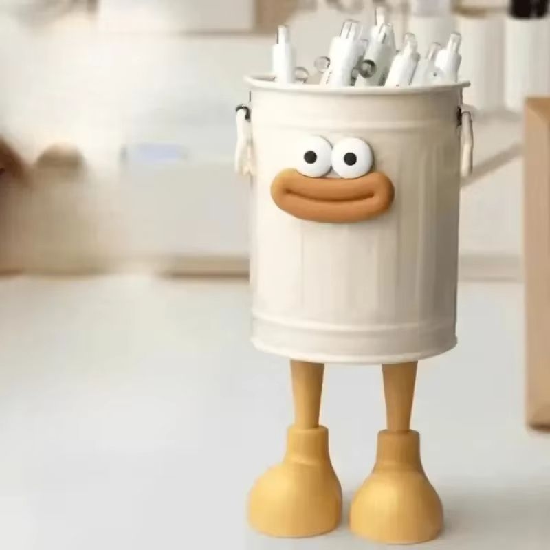 Simple Desktop Pen Holder Cartoon Personality Moistureproof Pens Container Student Desktop Highcapacity Practical Storage Bucket