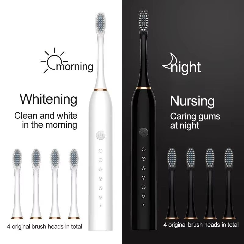Electric Ultrasonic Toothbrush Six Speed Mode Home Soft Hair USB Charging Waterproof Adult Tooth Cleaner Automatic Couple Set