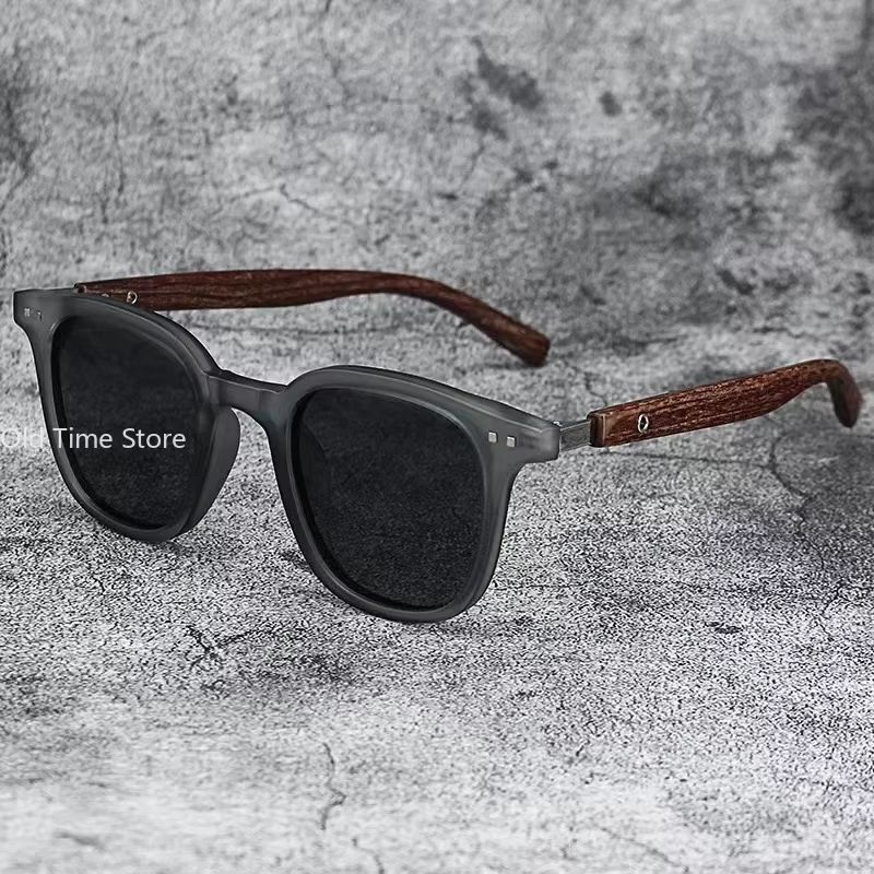 Classic Wood Grain Mirror Legs Sunglasses Men's Small Frame Square Sun Glasses Women's High Quality Eyewear UV400 Oculos De Sol