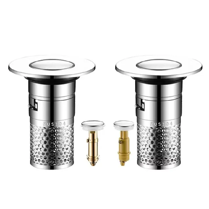 Basin Drain Filter Pop-up Bounce Core Sink Drain Filter Anti Clogging Kitchen Plug Replacement 304 Stainless Steel Floor Drain