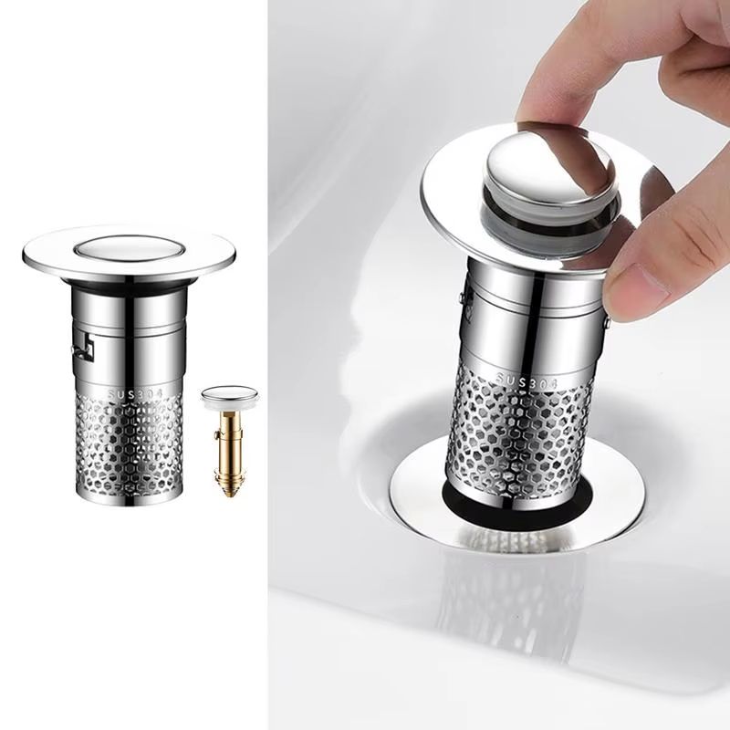 Basin Drain Filter Pop-up Bounce Core Sink Drain Filter Anti Clogging Kitchen Plug Replacement 304 Stainless Steel Floor Drain