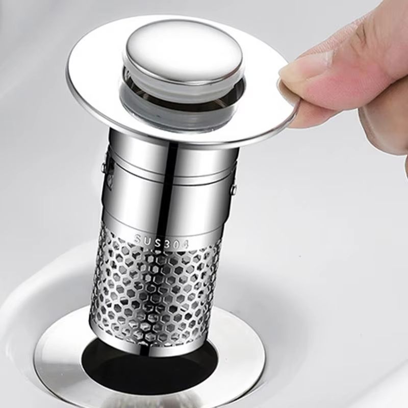 Basin Drain Filter Pop-up Bounce Core Sink Drain Filter Anti Clogging Kitchen Plug Replacement 304 Stainless Steel Floor Drain