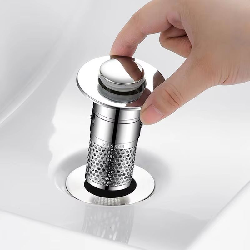 Basin Drain Filter Pop-up Bounce Core Sink Drain Filter Anti Clogging Kitchen Plug Replacement 304 Stainless Steel Floor Drain