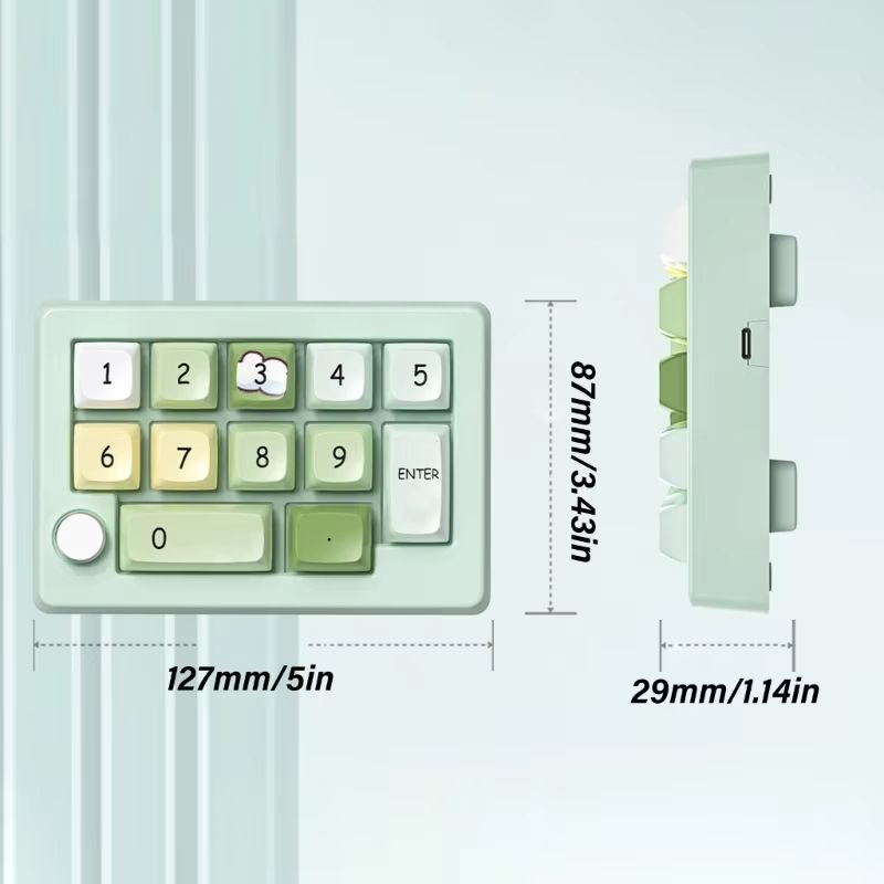 12-Key Handed Wireless Mechanical Keyboard with 12 Programmable Keys and Lights 2.4Ghz 3Modes Small Keypad
