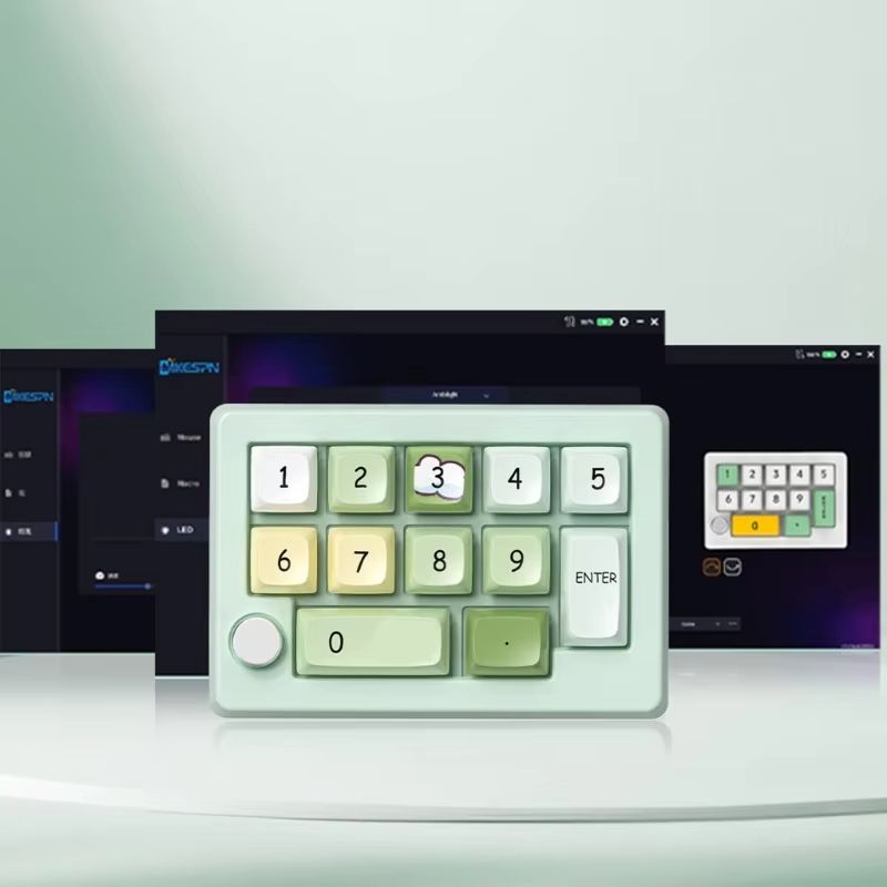 12-Key Handed Wireless Mechanical Keyboard with 12 Programmable Keys and Lights 2.4Ghz 3Modes Small Keypad