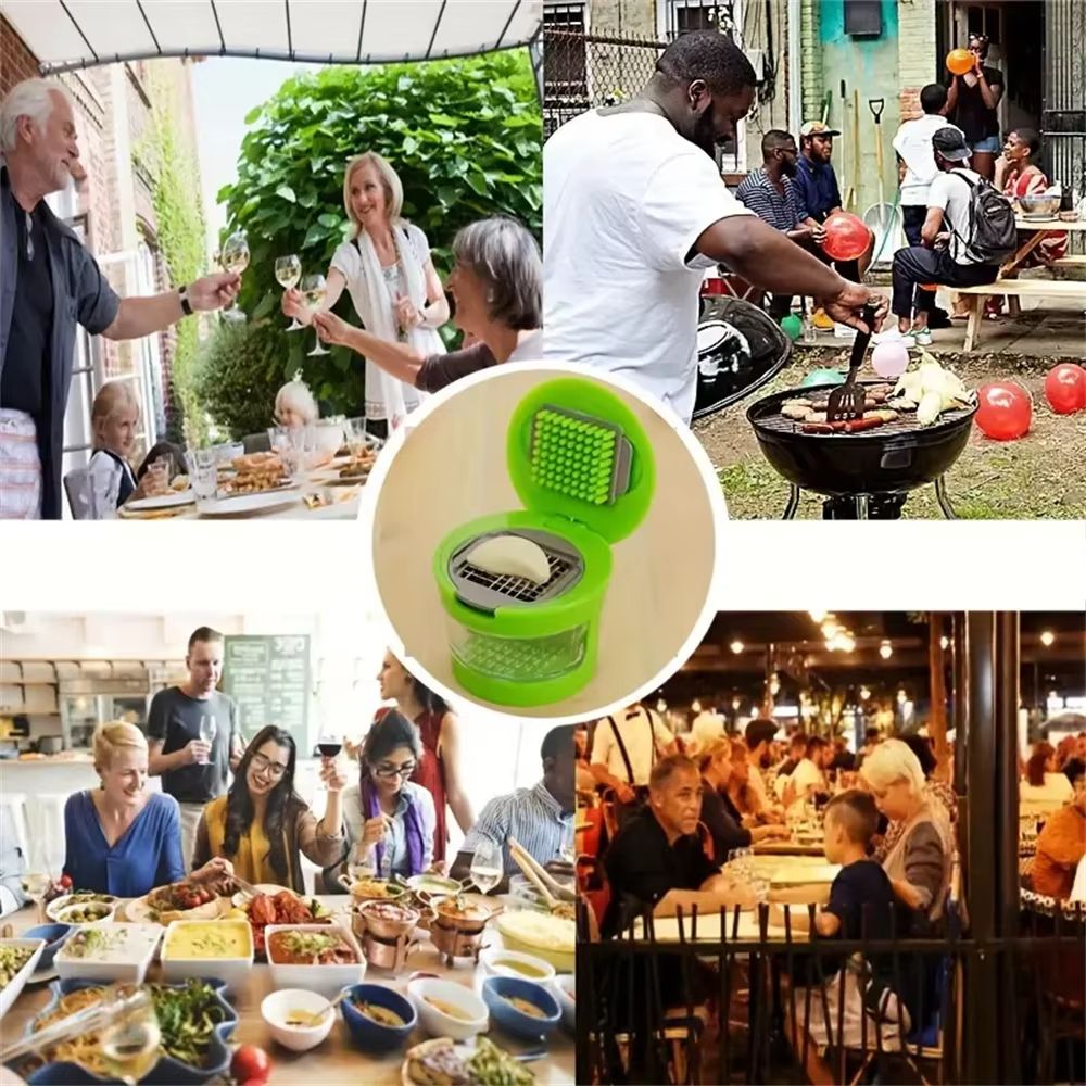 Multi-functional Stainless Steel Garlic Press Easy Manual Portable Vegetable Cutter Kitchen Gadget Tool For Home Cooking BBQ