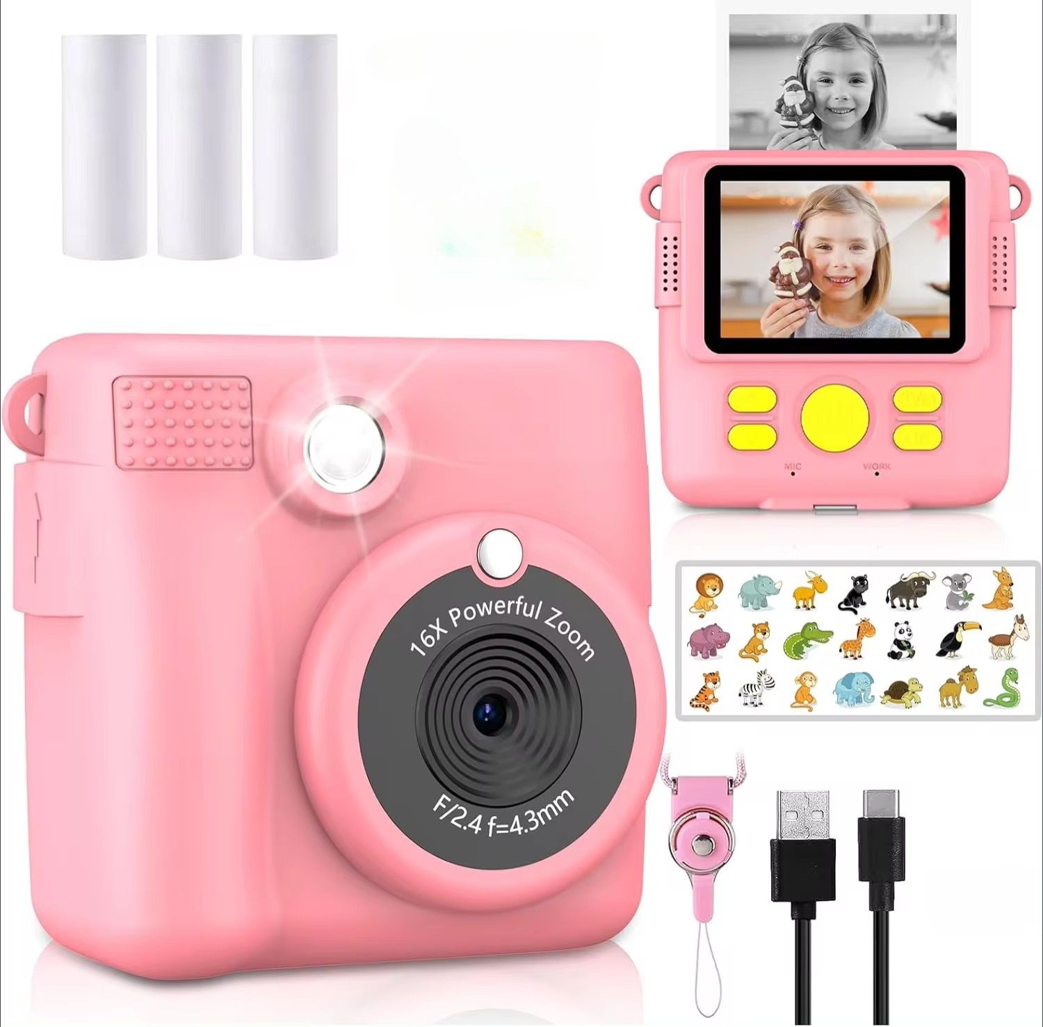 Portable Instant Print Camera for Kids with 1080P Video - Perfect Christmas & Birthday Gifts for Girls and Boys - Purple