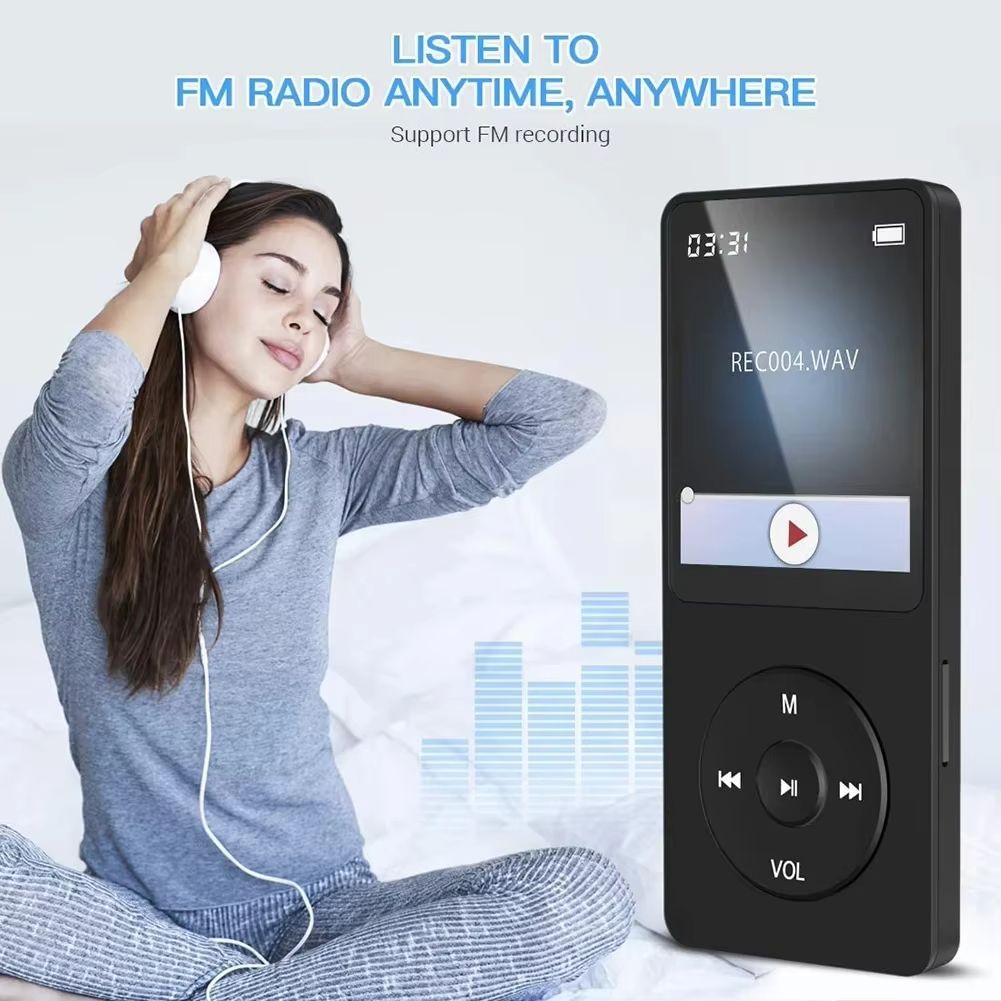 Portable MP3 Player 1.8 Inch Walkmen Type-C Bluetooth 5.4 Compatible E-Books Recording Sports MP4 FM Radio Music Player