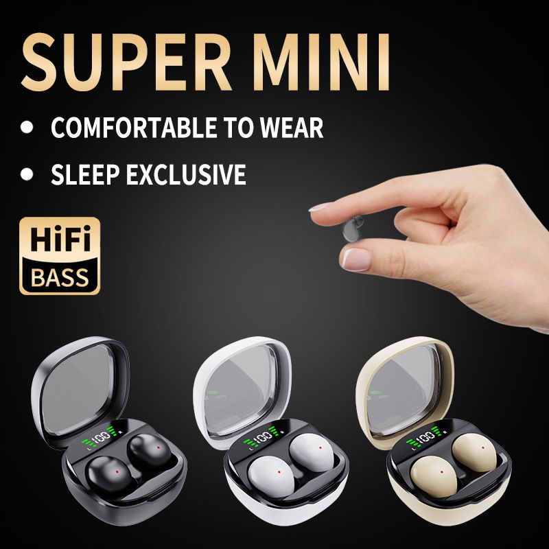 Cross-border hot sale: MINI wireless Bluetooth earbuds, sleep-friendly, invisible wear, music listening, super long battery life, comfortable for side sleeping