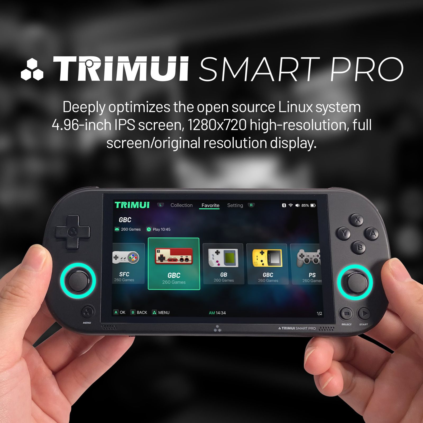 TRIMUI SMART PRO open-source handheld game console, IPS gaming handheld, retro GBA, arcade, PSP
