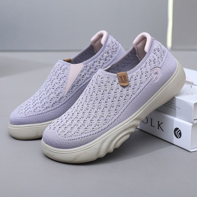 Autumn Shoes for Women Breathable Comfortable Slip-on Loafers Non-slip Thick Sole Casual Flat Shoes for Women Purple,EU37