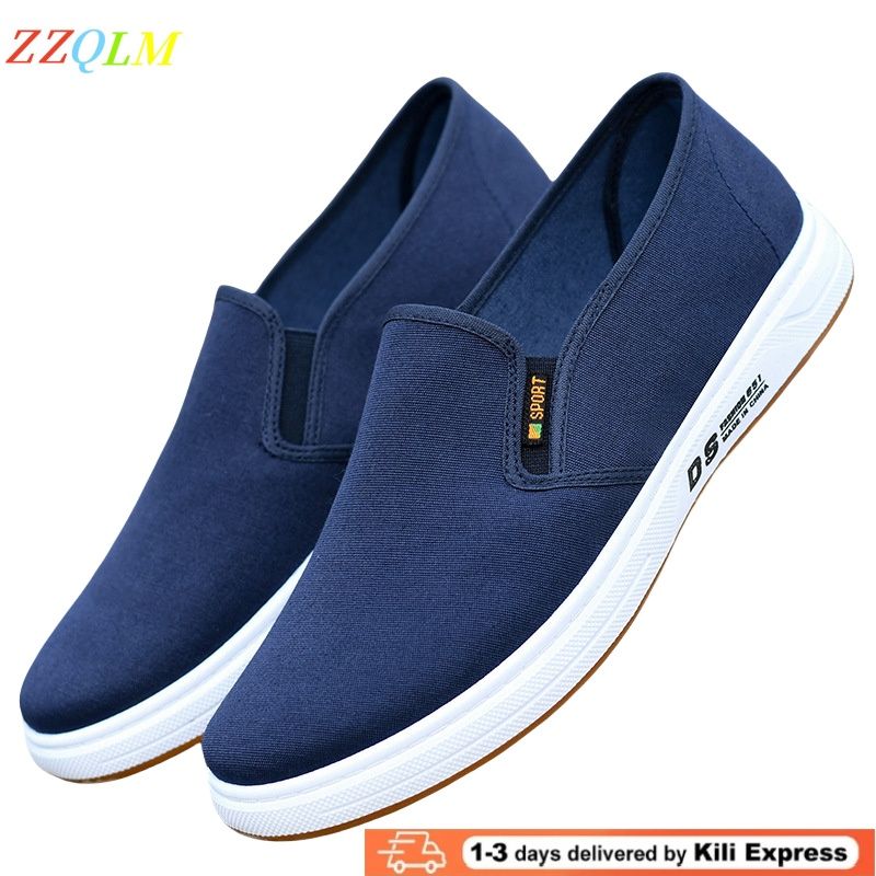 Breathable Men's Canvas Shoes Slip-on Loafers Fashion Casual Sneaker for Men Vulcanized Shoes Light Walking Flats