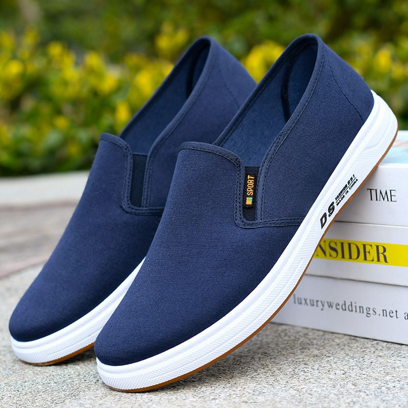 Breathable Men's Canvas Shoes Slip-on Loafers Fashion Casual Sneaker for Men Vulcanized Shoes Light Walking Flats