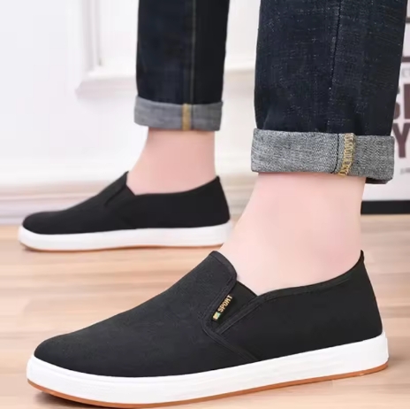 Breathable Men's Canvas Shoes Slip-on Loafers Fashion Casual Sneaker for Men Vulcanized Shoes Light Walking Flats